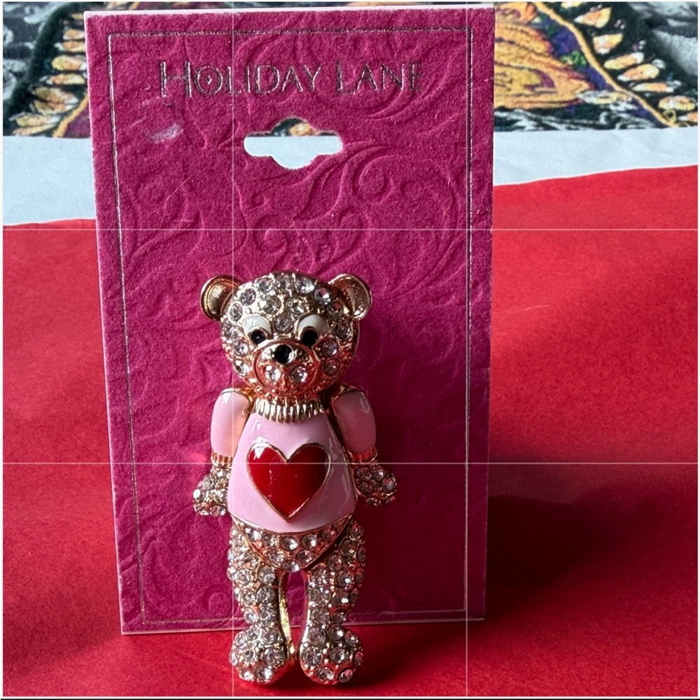 🧸❤️🧸HOLIDAY LANE SPARKLING TEDDY BEAR BROOCH 🧸 NWT 🧸❤️🧸 - Picture 4 of 16
